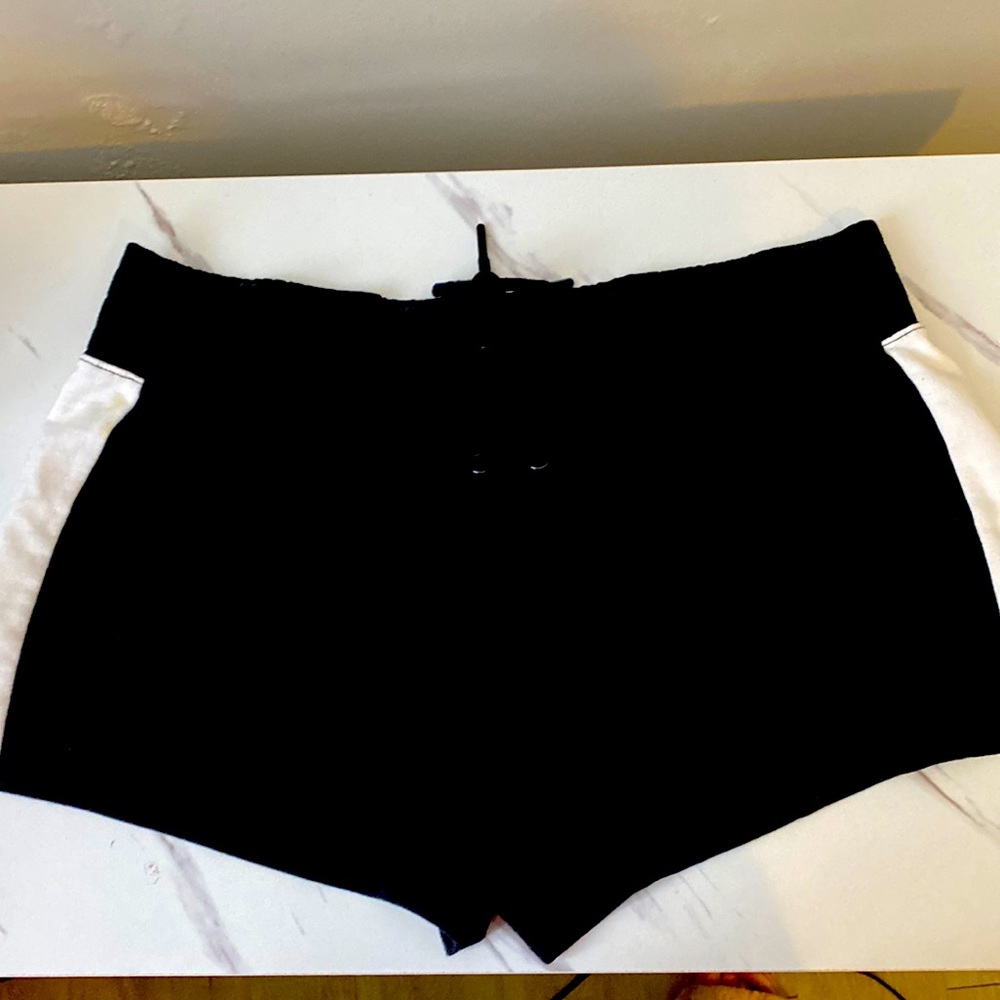 Fabletics Black Gym Shorts with White Stripes